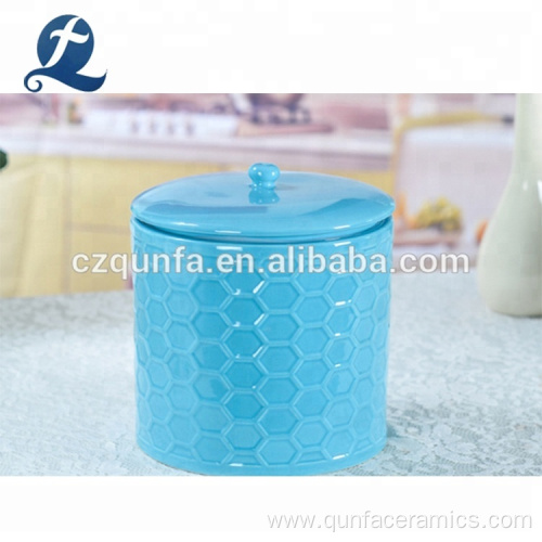 Glazed Round Colorful Food Storage Canister